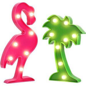Tropical Luau Party Supplies Flamingos Palm Trees Sign Light